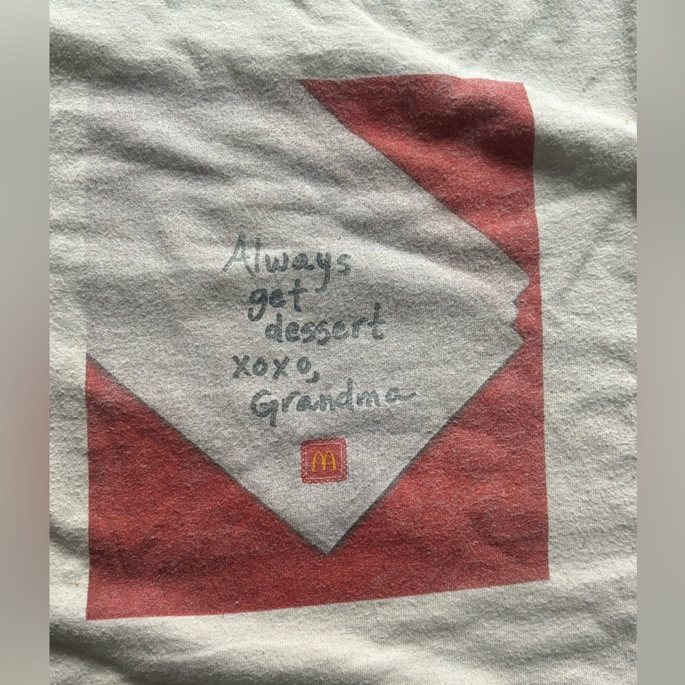 McDONALD'S Limited Edition Grandma Always Get Dessert XOXO Crew T-Shirt XL